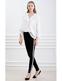 Pantalones de contraste para dama con bloques de color a rayas para golf, ajustados y casuales