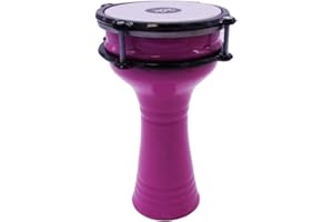 Small 10'' Length Aluminum Darbuka, 5.2" Tunable Synthetic Head Doumbek Hand Drum (Pink)