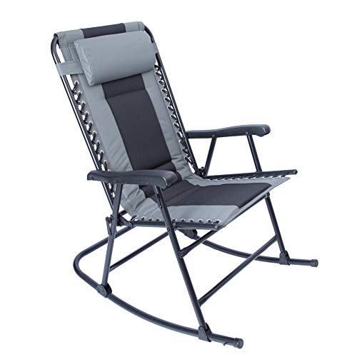 LUCKYBERRY Camping Rocking Chair Folding Padded Patio Lawn