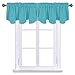 NICETOWN Bathroom Valances for Windows - Blackout Curtain 52 inches by 18 inches Pole Pocket Tiers for Kitchen/Living Room/Basement/Dorm, Teal Blue=Light Blue, 1 Pair