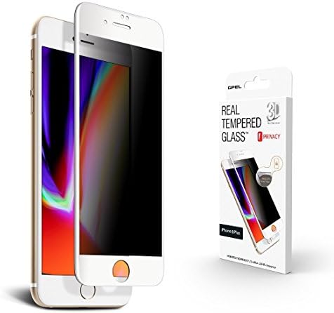 GPEL Privacy Screen Protector for Phone 8 Plus / 7 Plus Case Friendly Work with Most Case 3D Edge-to-Edge Japanese Asahi 9H Real Tempered Glass 99% Touch Accurate (White)