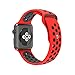 For Apple Watch Band, Wearlizer Soft Silicone Sport Replacement Strap for both Series 1 and Series 2 - 38mm Red and Black
