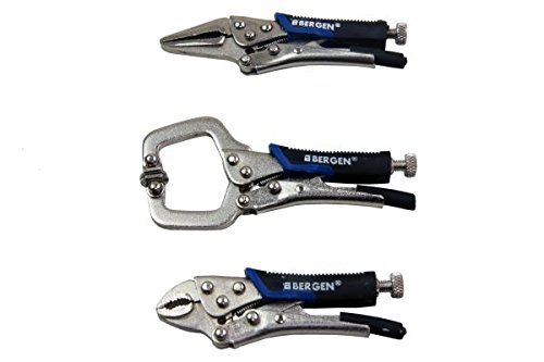 US Pro Bergen 3Pc Mini Vice Locking C Clamp & Pliers with Grips Mole