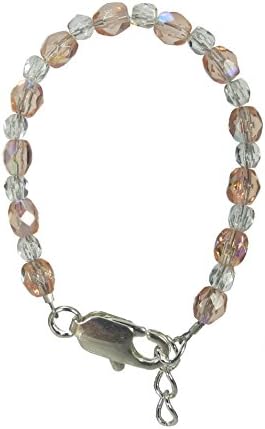 Elephant Pearl Baby Beaded Bracelet, Birthstone Colored Variations 4.5" (0-12 Months) Baby Bracelet