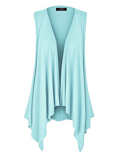 MBJ WSK1071 Womens Lightweight Sleeveless Draped Open Cardigan XL AQUA