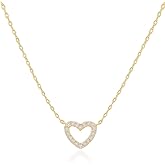 Inerney Heart Necklace for Women,Dainty 14K Gold/Silver Plated Love Pendant, Cute Tiny Heart Choker, Simple Gold Chain Jewelry Gift for Her