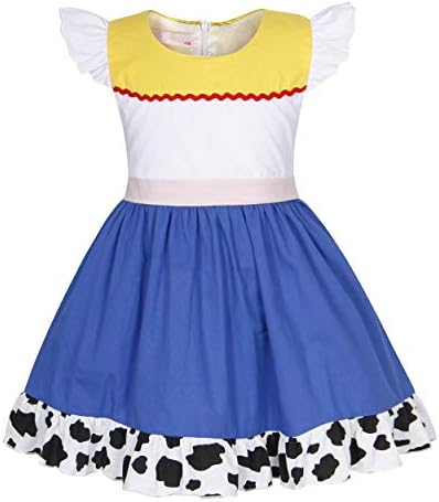 AmzBarley Girls Jessie Costume Dress up Kids Toddler Fancy Party Dresses Children Birthday Holiday Halloween Cosplay Outfit Clothes