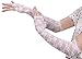 AbbyLexi Women's Vintage Floral Lace UV Protection Gloves for Bridal, Long White