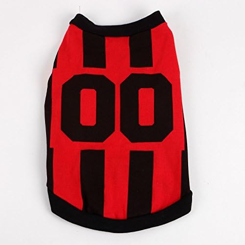 Commoditier(TM) Pet Dog Cat Cute Number 00 Casual Puppy T-Shirt Small Dog Apparel Dress Size Medium – Black/Red Color --- DESIGNED FOR SMALL BREED DOGS