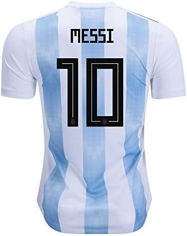 RussiaJRS 10 Messi 2018 Russia World Cup Argentina National Soccer Home Jersey Mens Color White/Blue Size M