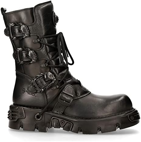 Amazon.com | New Rock 373-S4 Metallic Black Leather Women's Gothic