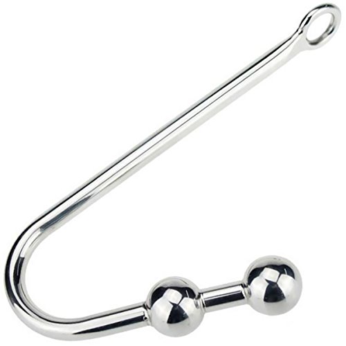 AKStore New Arrival Steel Stainless Anal Hook Fetish Bondage Hook Sex Toys Steel Anal Plug Rope Hook Bondage with Solid Anal Ball Sex Games Unisex Fetish Toy For Lovers(2 Balls)