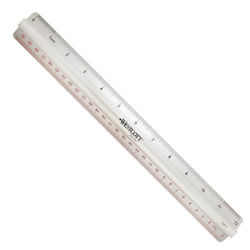Westcott Aluminum English and Metric Ruler With Ribbed Finger Grip, 12" - Thumbnail 2
