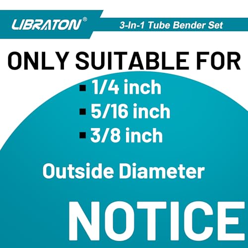 LIBRATON Pipe Bending Machine, Copper Pipe Bender, 180 Degree Bending Tool, 3 in 1 Manual Bending Machine 1/4", 5/16", 3/8", with Tube Cutter, Deburring Tool, for Brass, Aluminum Tube