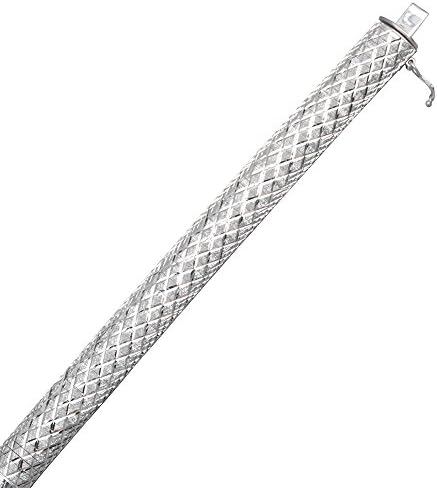 Sterling Silver Rhodium Diamond Cut Cleopatra Bracelets
