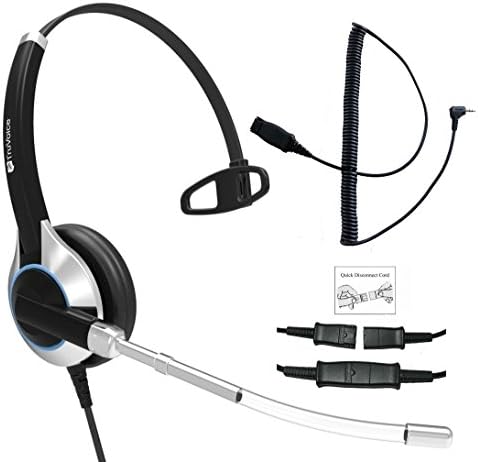 Deluxe Single Ear Headset With a Noise Reduction Microphone with 2.5mm adapter cable for Polycom IP 320, IP330, IP321, IP331 and Cisco SPA: 303, 501G, 502G, 504G, 508G, 509G, 525G 512G, 514G,525G2