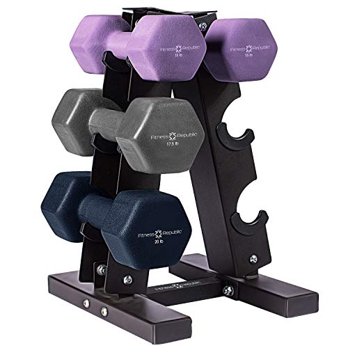 Fitness Republic Solid Steel Dumbbell Rack Holder, AFrame Dumbbell Storage Racks, Free weights