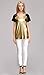 Summer Casual Punk Gold Black Colorblocking Metallic O-neck T-shirt Blouse Top L