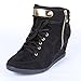 Coshare Women's Fashion Versatile Ankle High Top Lace Up Hidden Heel Wedge Sneakers Booties