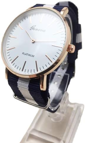 Amazon ファション 腕時計 レディース腕時計 おしゃれな女性用 時計シンプルファッションデザイン ユニセックス フォーマルステンレ腕時計 ナイロン ベルトタイプ Navy White レディース腕時計 腕時計 通販