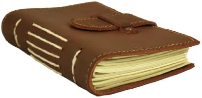 Rustic Leather Pocket Notebook with Handmade Paper - 3.5" x 5"
