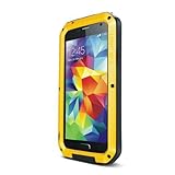 ELECDAY Newest Extreme Shockproof Waterproof Dust/Dirt/snow Proof Armor Tank Aluminum Metal Gorilla Glass Military Heavy Duty Protector Cover Hard case for Samsung Galaxy S5 (Yellow)