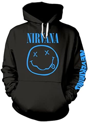 Amazon.com: Nirvana Official Nevermind Smiley Hoodie (Black