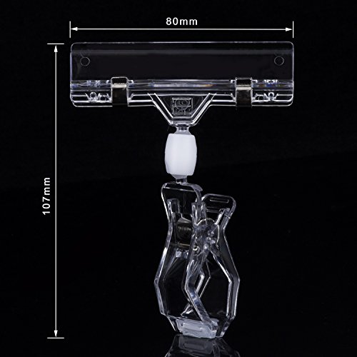 Outus Plastic Rotatable Sign Clips Merchandise Sign Clip Display Clip Holder Stand, Clear (25 Pack, 8 cm Wide)
