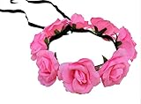 Pink Rose Flower Crown with LED Lights