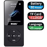 Mp3 Player, RUIZU X02 Ultra Slim Music Player with FM Radio, Voice Recorder, Video Play, Text Reading, 80 Hours Playback and Expandable Up to 128 GB (Black)