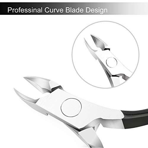 Cuticle Trimmer with Cuticle Pusher - ECBASKET Cuticle Cutter Clipper Nipper Scissor for Dead Skin Removal Professional Manicure Pedicure Tools Black