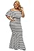 Lady Swain Women's Striped Off Shoulder Ruffle Tube Plus Size Mermaid Maxi Dress