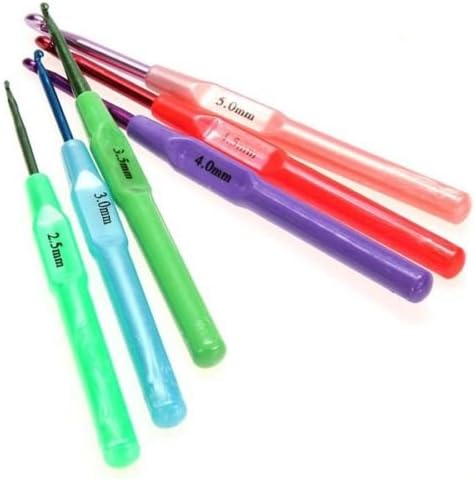 Crochet Hook Set Ergonomic Handle Aluminum Crochet Hooks Knitting Needles Knit Weave Craft Tool Crocheting Crochet Hook Kit with Case in Different Sizes (6Pcs Crochet hook)
