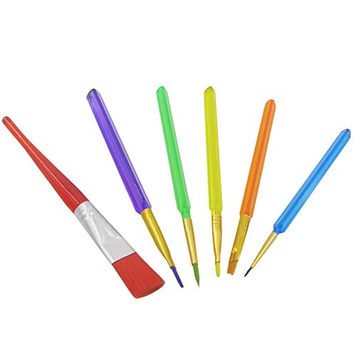 TBC Paint Brush Set,6 Pieces Different Size Assorted Colors Nylon Hair Paint Brushes for Watercolor,Acrylic and Gouache