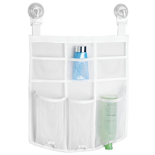 mDesign Power Lock Suction Bathroom Shower Organiser 6 Pocket Mesh