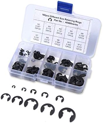 Carbon Spring Steel E-clip Snap Ring Circlip Retaining Ring Kit 160pcs Auto Replacement Parts