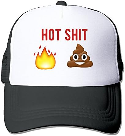 BetterMart Poop Hot Shit Emoji Unisex Trucker Caps Travel Mesh Back Cap Black