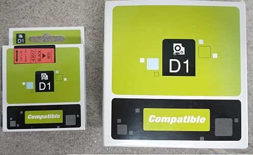 NOW INK LTD 45807 Label Tape. Compatible with DYMO D1 Series Standard Labelling Tapes. (19mm, Black ON RED)