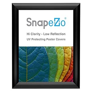 Image of SnapeZo Photo Frame 8x10 Inches, Black 1 Inch Aluminum Profile, Front-Loading Snap Frame, Wall Mounting, Sleek Series