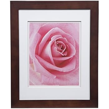Gallery Solutions Walnut Photo 11x14 Flat Wall Frame with Double White Mat for 8x10 Picture, 11