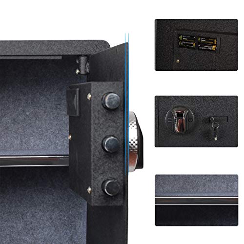 Jolitac Biometric Fingerprint Security Safe Box Smart Quick, Gun Safes for Pistols, Lock Box Cabinets, Solid Steel Safe Strongbox for Money, Jewelry, Cash Boxes, w/Deadbolt Lock (2.58 Cubic Feet)