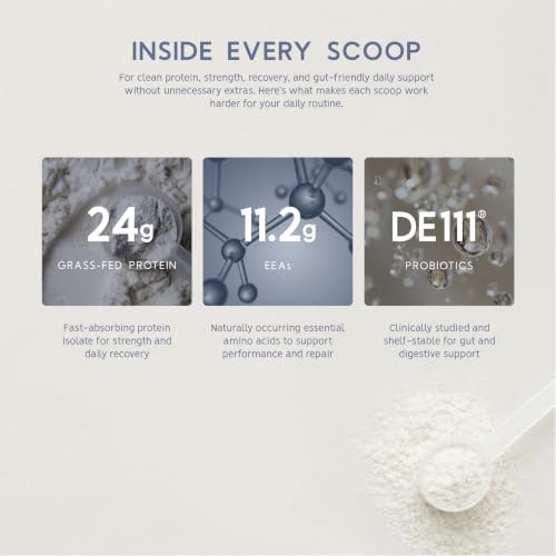 North Coast Naturals- Grass Fed Iso Protein 100- Whey Protein Powder Fortified with the prebiotic inulin and probiotic – 680 g- Unflavoured