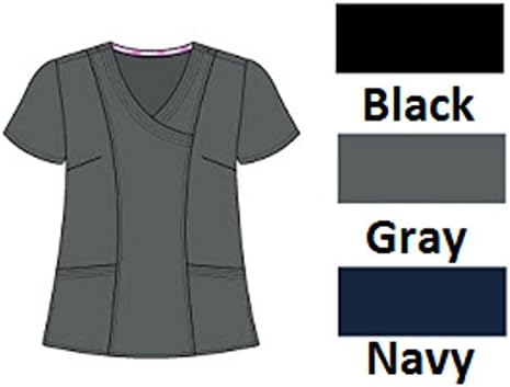 Scrubs STRETCH Soft Petite Solid Top Uniforms Medical Hospital Nursing Dental Scrubs (L, NAVY)