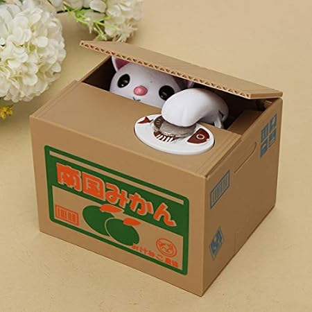New Year Gift Cute Cat Automated Steal Stealing Money Saving Box Bank Novelties Toys 1