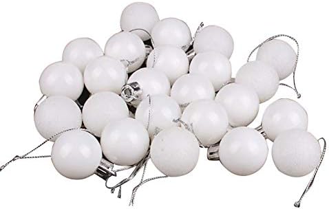 SEGRJ 24Pcs Glittering Baubles Balls Christmas Tree Hanging Ornament Xmas Party Decoration White