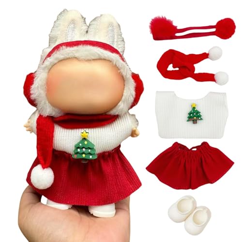 Doll Outfit Clothes Set for 17cm Dolls, Cute Dolls Accessories, Premium Fashion Hat Overalls Sweater Bag Dress Jumpsuit, Christmas Set, NO Doll.(Christmas C6)