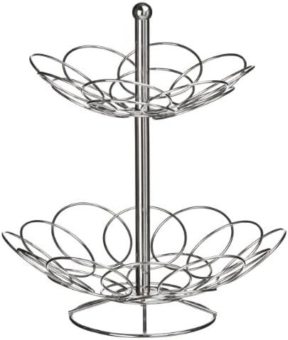 2 Tier Fruit Basket Made of Chrome With Ellipse Design & Awesome Look