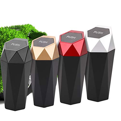 OUDEW Car Trash Can with Lid, New Car Dustbin Diamond Design, Leakproof