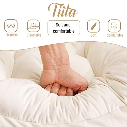 Tiita Lazy Chair with Ottoman, Beige Modern Large Accent Chair, Comfy Leisure Sofa Armchair with Ottoman, Reading Chair with Footrest for Bedroom, Living Room, Dorm Rooms, Velvet Beige