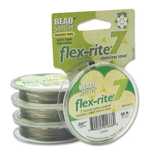 Clear Coat Flex Rite Beading Stringing Wire .07 Inch super thin 30 Feet Nylon Coated Stainless Steel 7 Strand Tigertail 3lb Break